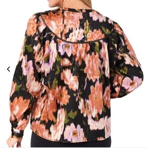 ZAC & RACHEL Flowy Blouse Woman Floral Black Pink Tunic Top Shirt SX 2X